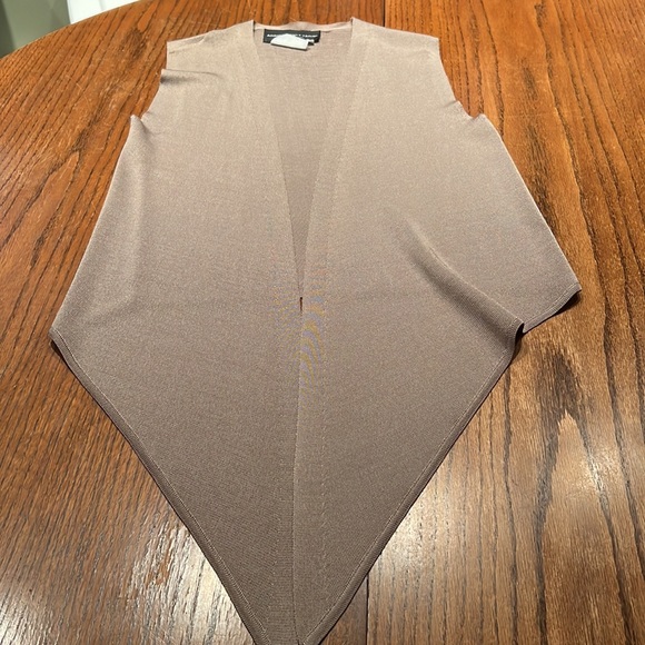 Adrienne Vitadinni Taupe Rayon Open Vest Size S - Picture 2 of 7